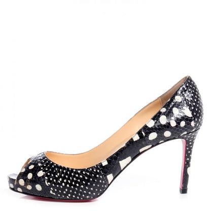 Christian Louboutin Watersnake Patchwork No Matter 85 Pumps 37 Black White 1 of 7