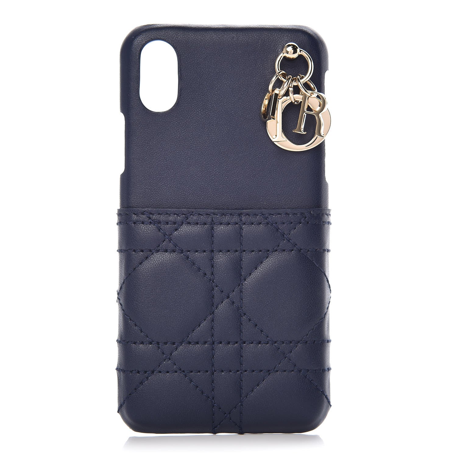 Christian Dior Lambskin Cannage Lady Dior Tech iPhone X XS Case Blue Indigo 1 of 8