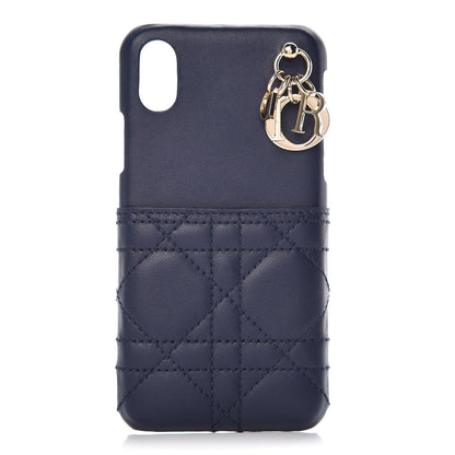 Christian Dior Lambskin Cannage Lady Dior Tech iPhone X XS Case Blue Indigo 1 of 8