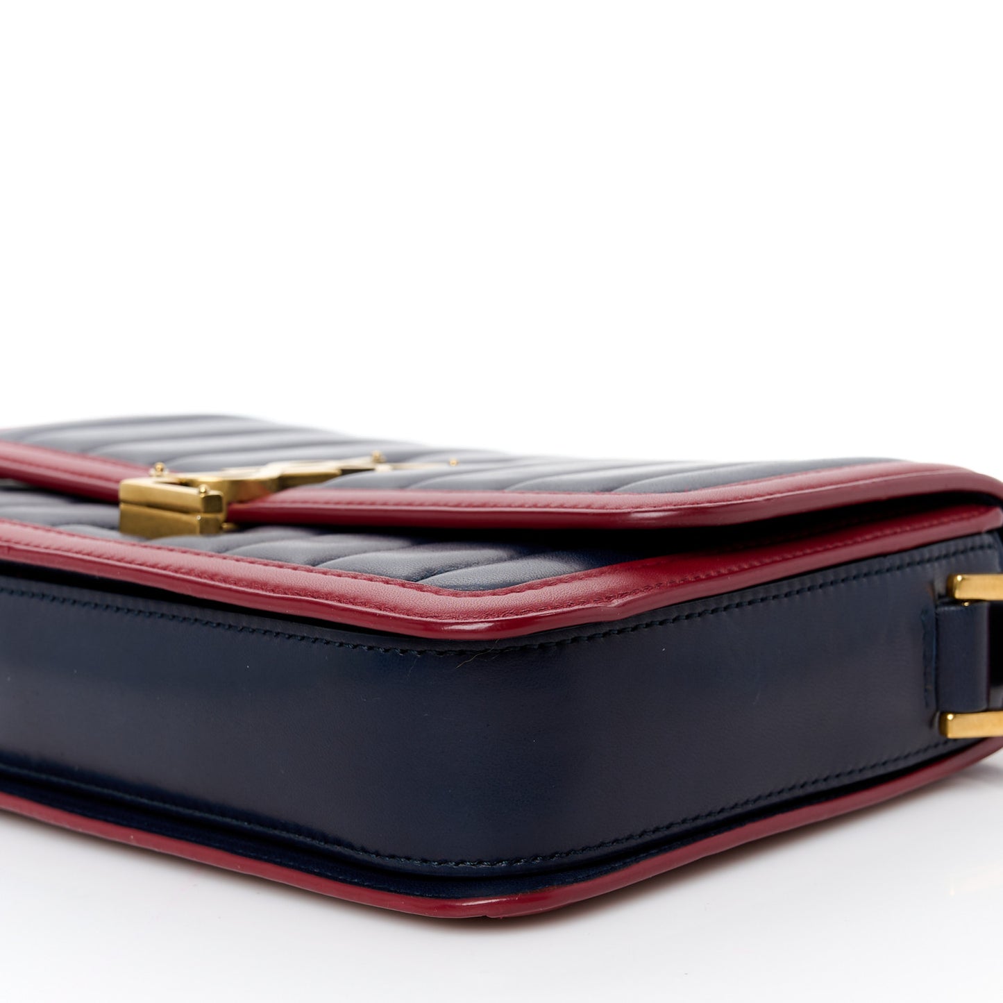 Calfskin Matelasse Monogram Chain Bag Red Navy