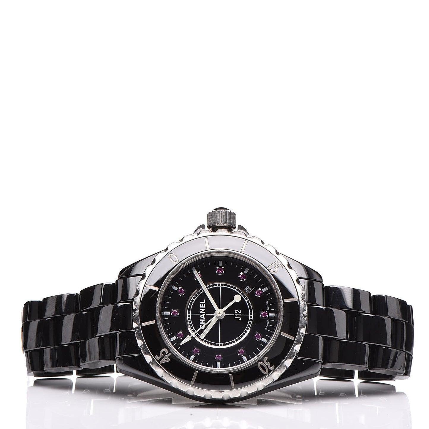 Stainless Steel Ceramic Ruby 33mm J12 Quartz Watch Black