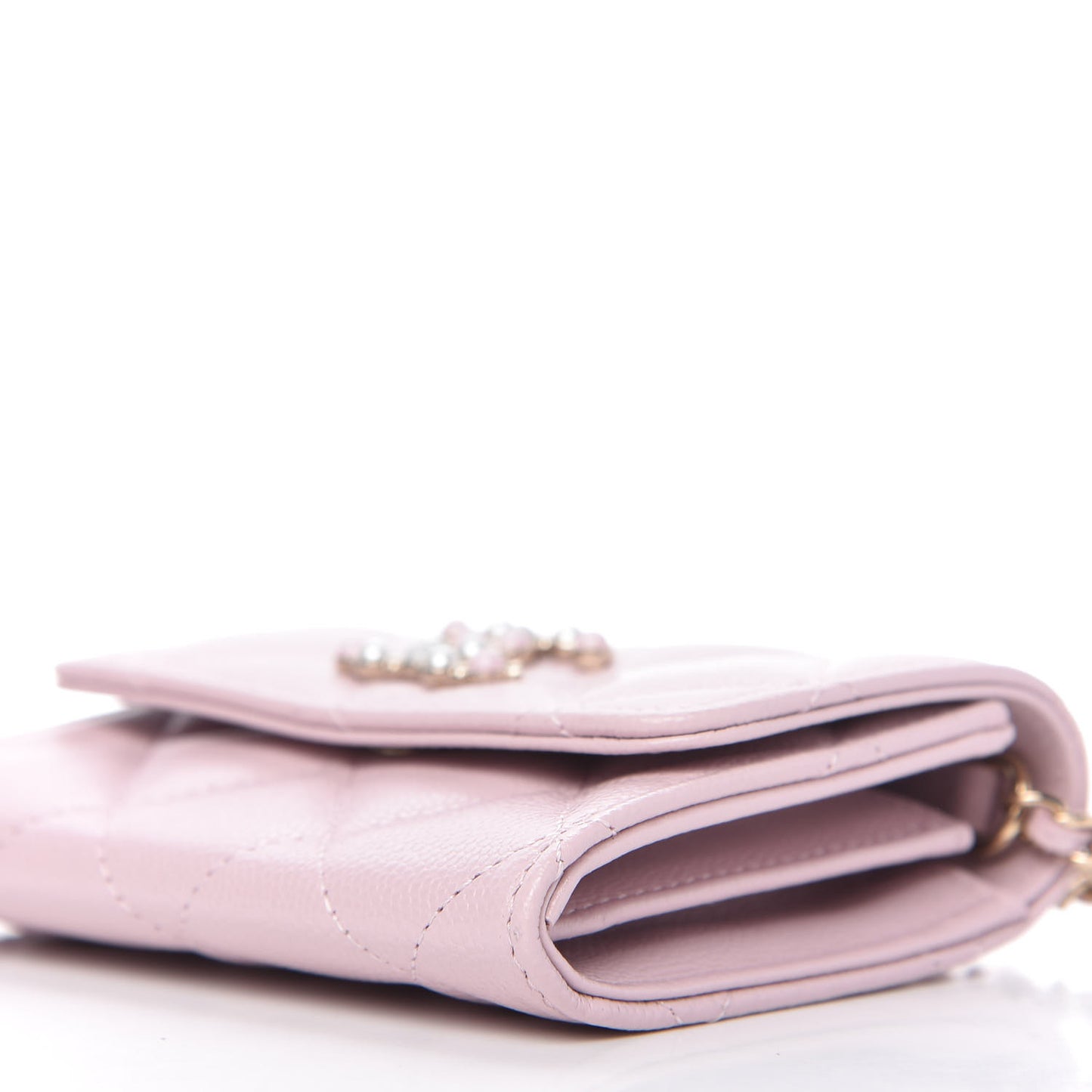 Caviar Quilted Coco Candy Card Holder On Chain Light Pink