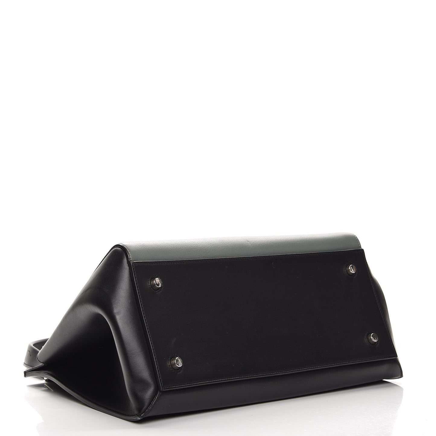 Calfskin Large Bi-Color Edge Shoulder Bag Almond