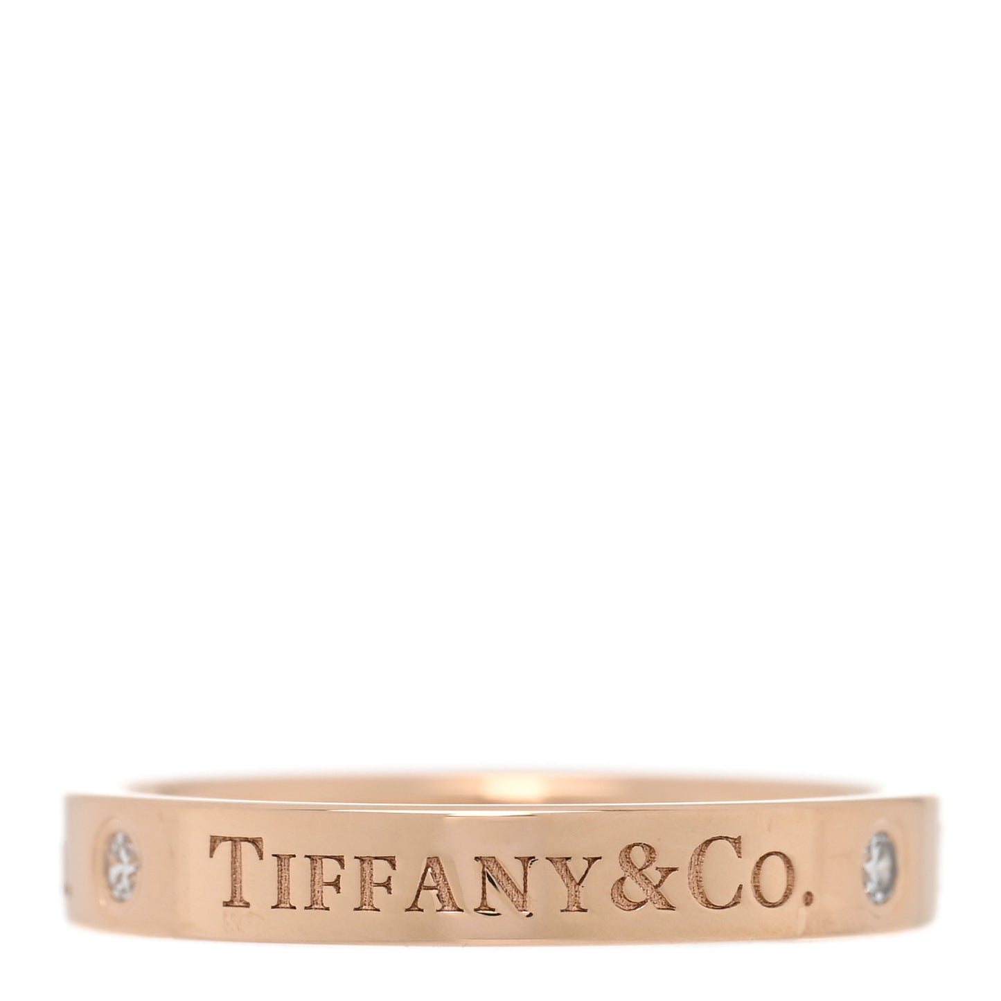 18K Rose Gold Diamond Logo Band Ring 51 5.75