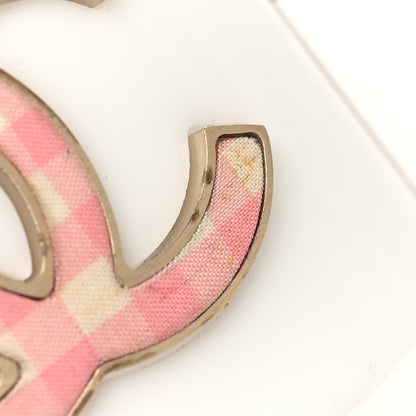 Chanel Resin Gingham CC Cuff White Pink 5 of 5