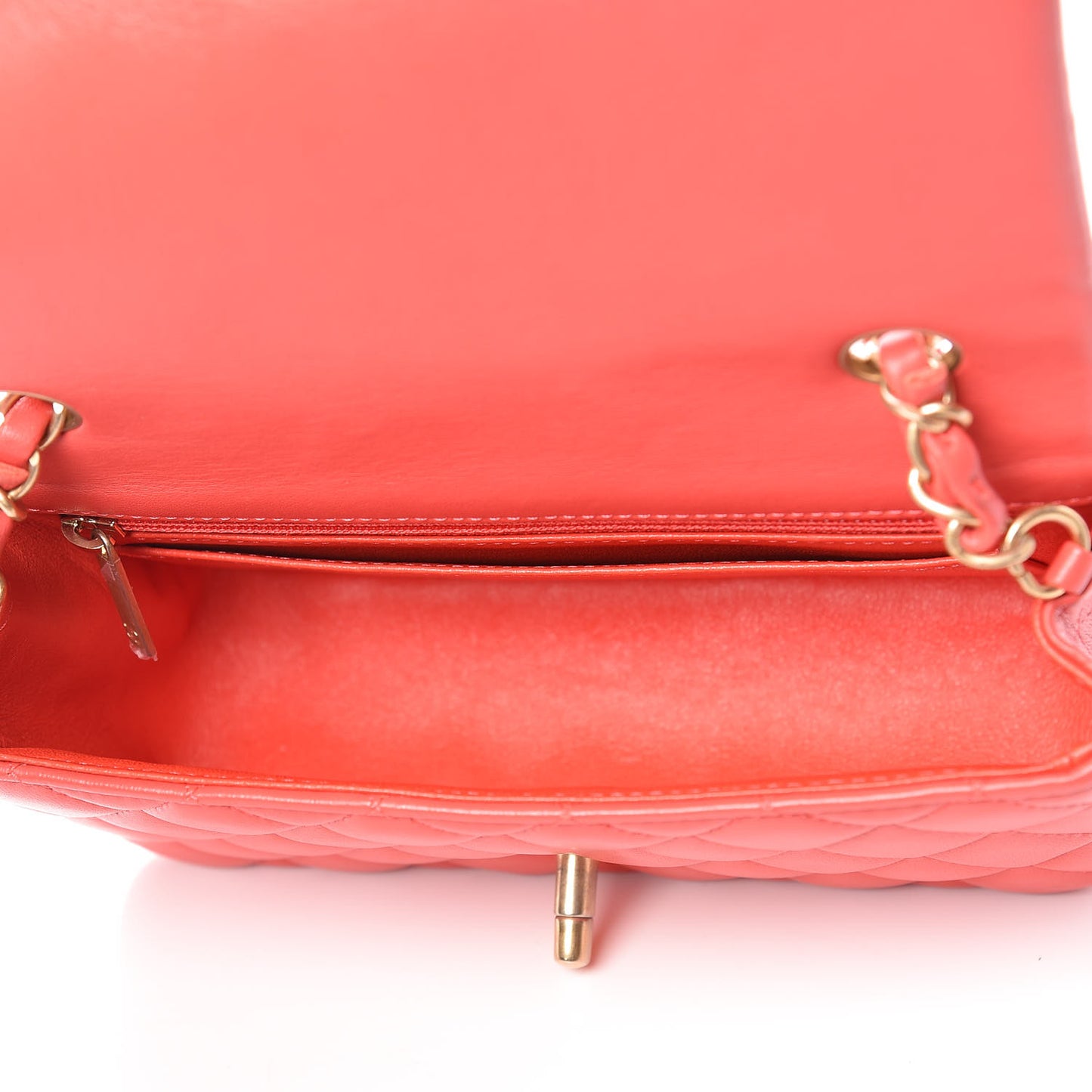 Lambskin Quilted Mini Rectangular Flap Red