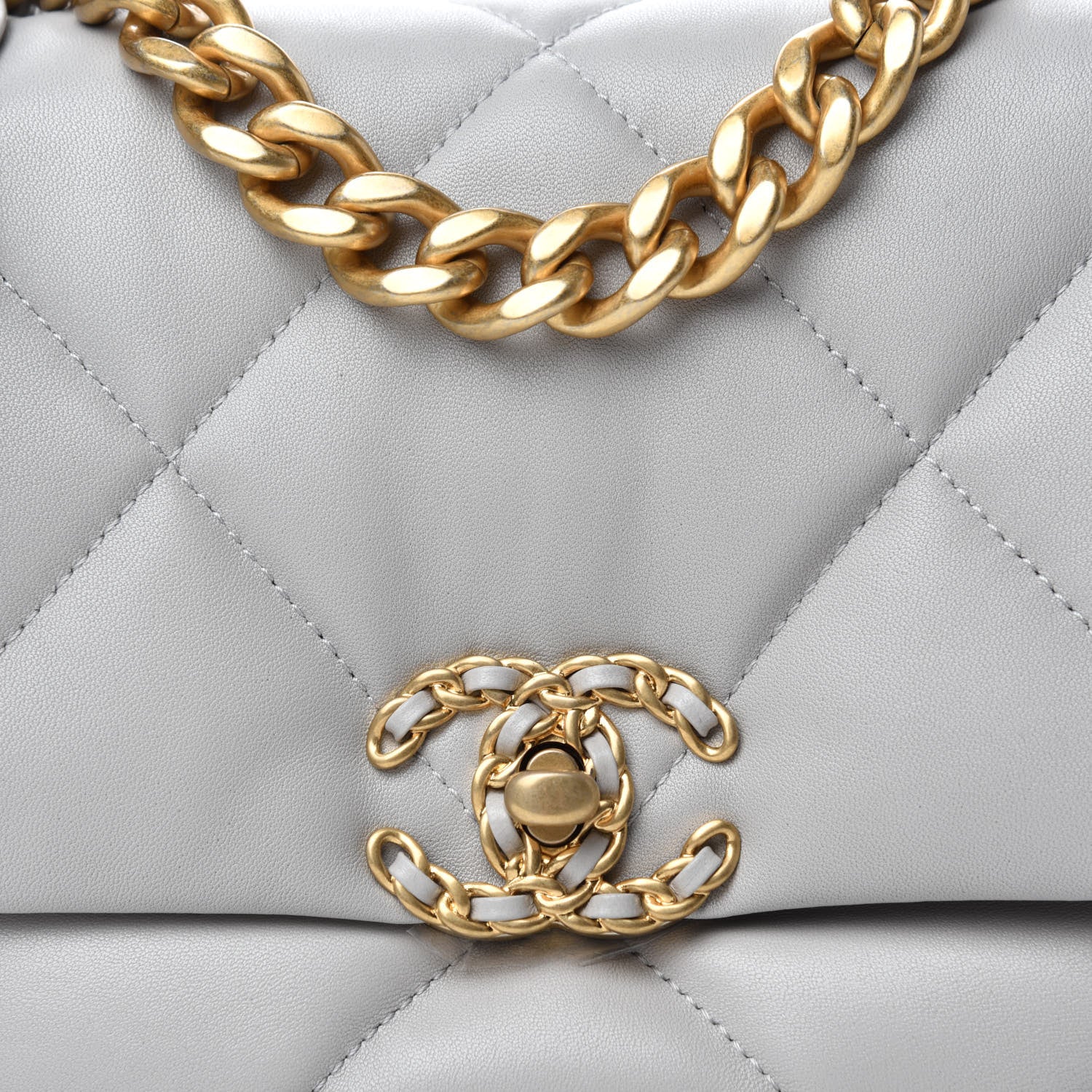 Chanel Lambskin Quilted Medium Chanel 19 Flap Grey 10 of 11