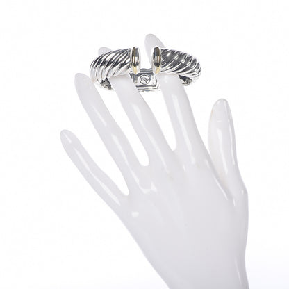 David Yurman Sterling Silver 18K Yellow Gold 15mm Sculpted Cable Cuff Bracelet 2 of 5