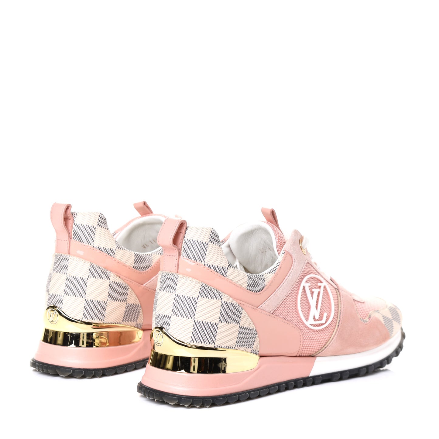 Suede Damier Azur Run Away Sneakers 37.5 Pink