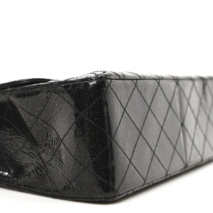 Chanel Patent Quilted Sparkle Glitter Jumbo Single Flap Black 9 of 10