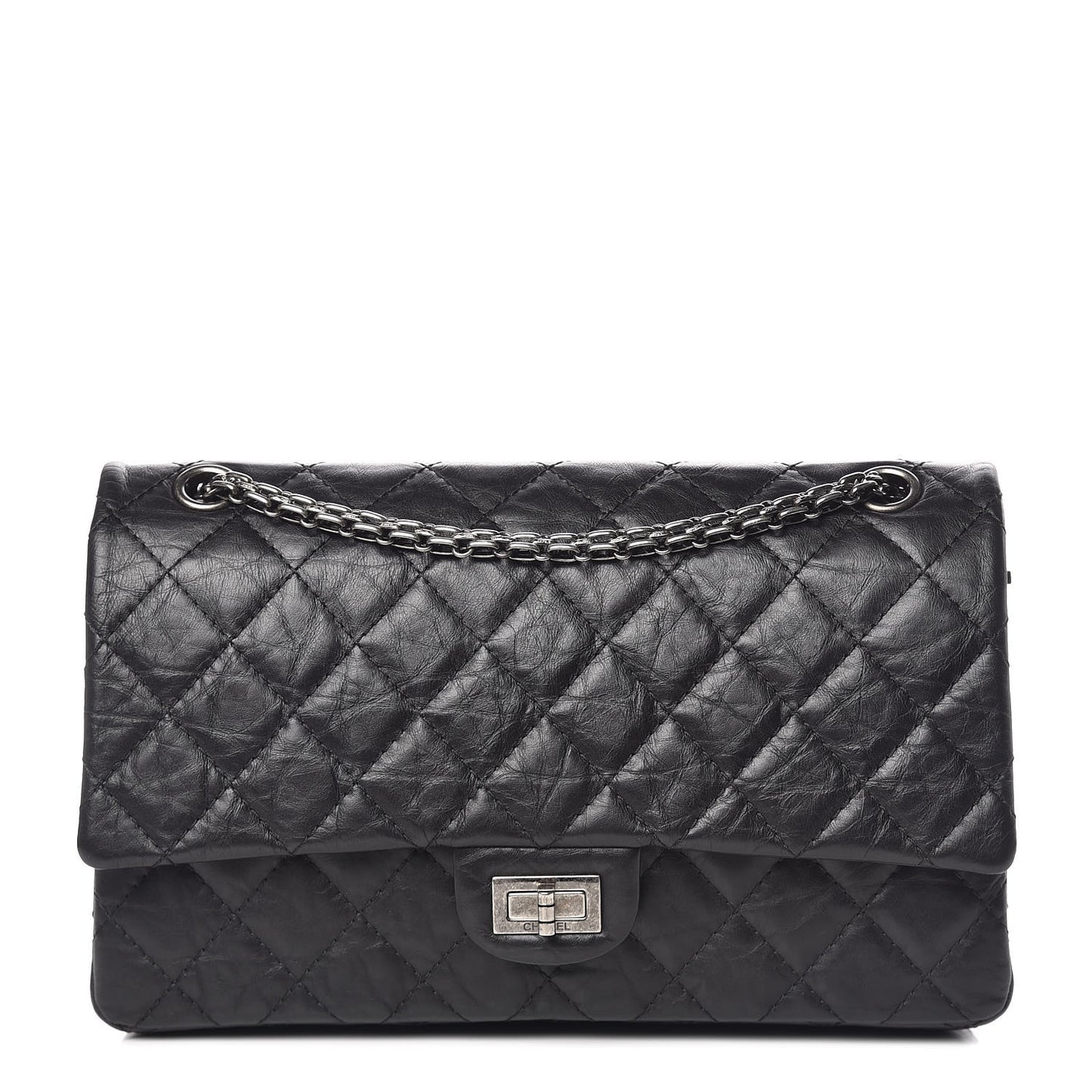 Aged Calfskin Quilted 2.55 Reissue 226 Flap Black