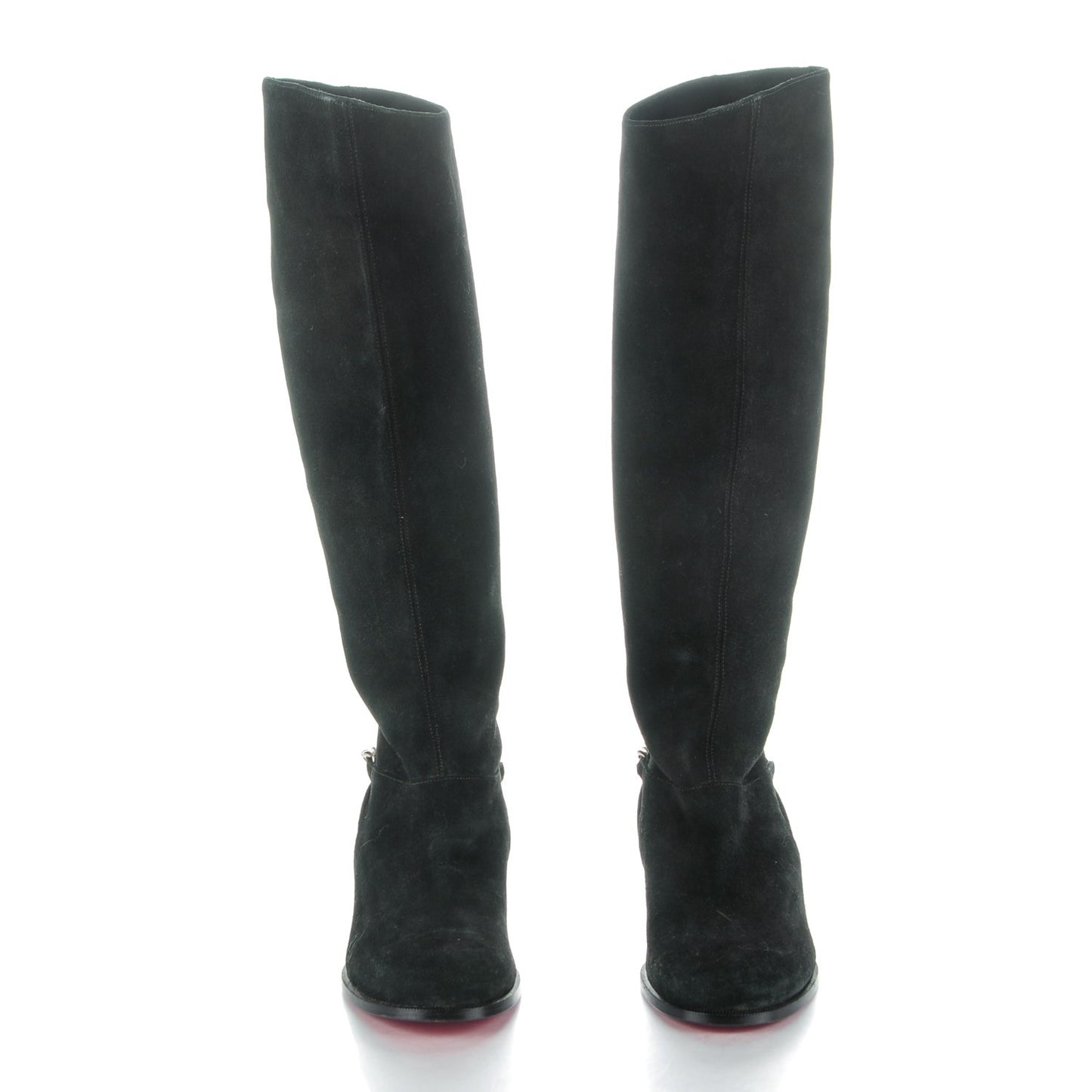 Suede Cate Chain Flat Tall Boots 39 Black