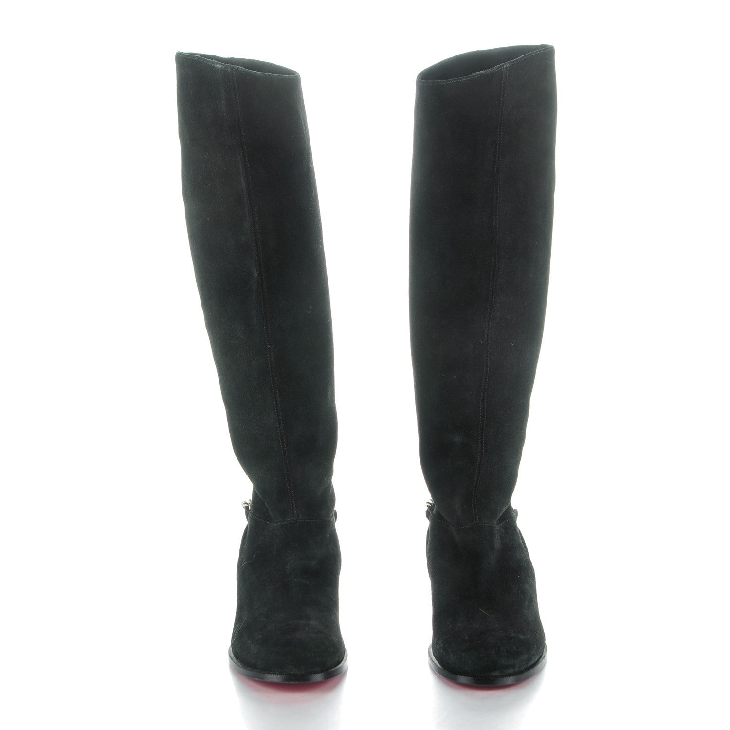 Christian Louboutin Suede Cate Chain Flat Tall Boots 39 Black 2 of 6