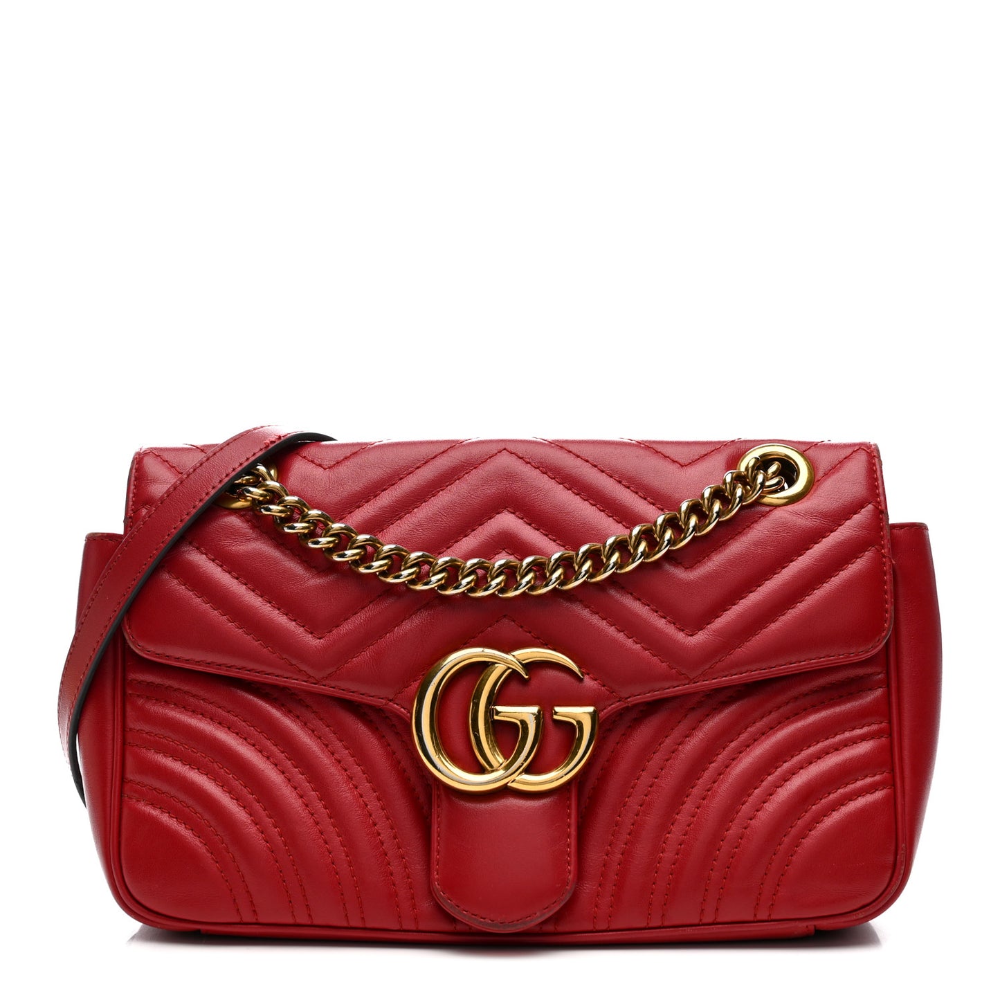 Calfskin Matelasse Small GG Marmont Shoulder Bag Hibiscus Red