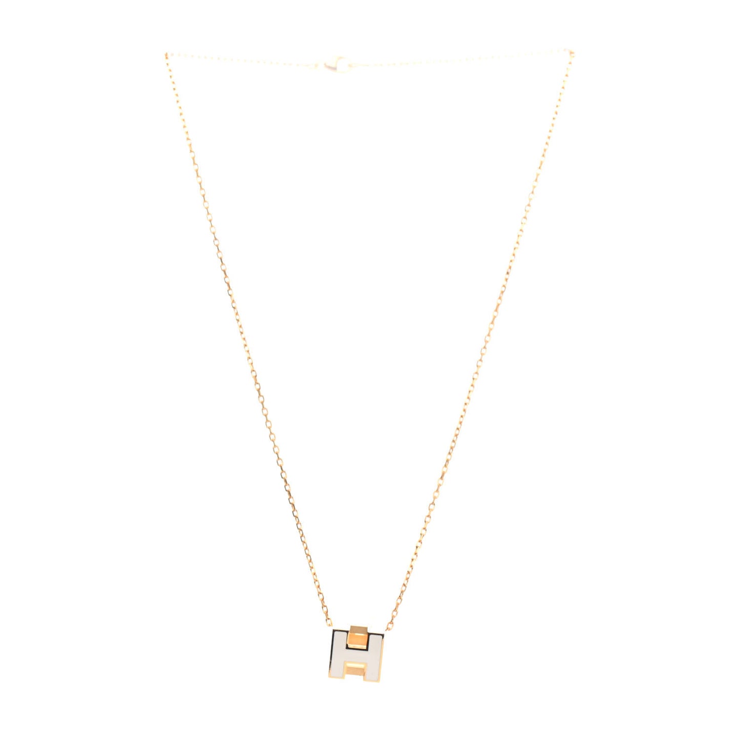 Gold Lacquered Cage d'H Pendant Necklace White