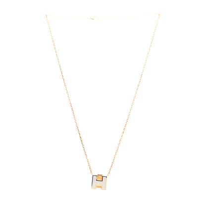 Hermes Gold Lacquered Cage d'H Pendant Necklace White 2 of 4