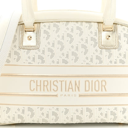 Christian Dior Perforated Calfskin Medium Dior Vibe Classic Bowling Bag White Gold 8 of 15