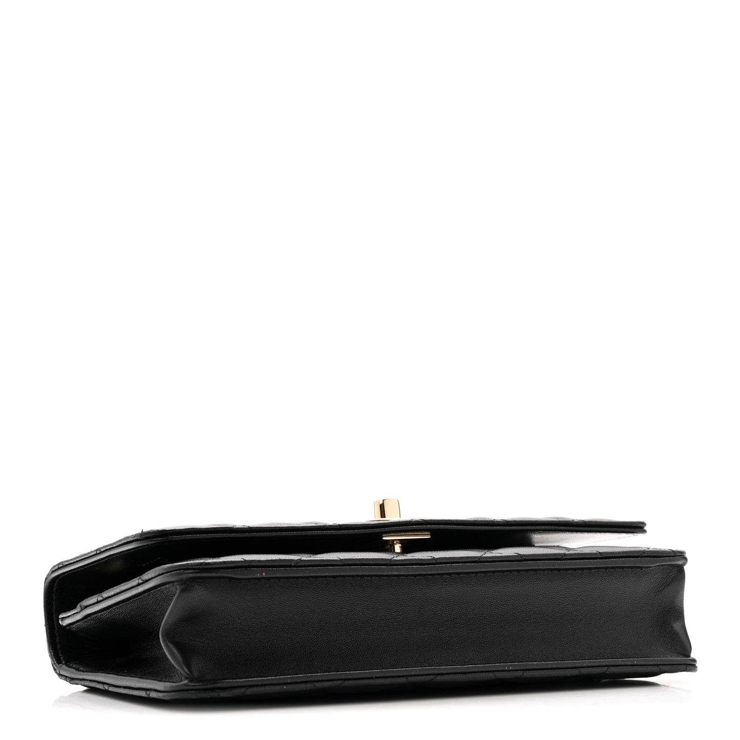 Lambskin Quilted Trendy CC Wallet On Chain WOC Black