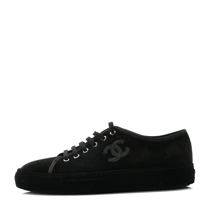 Chanel Velvet Womens CC Sneakers 41 Black 1 of 11