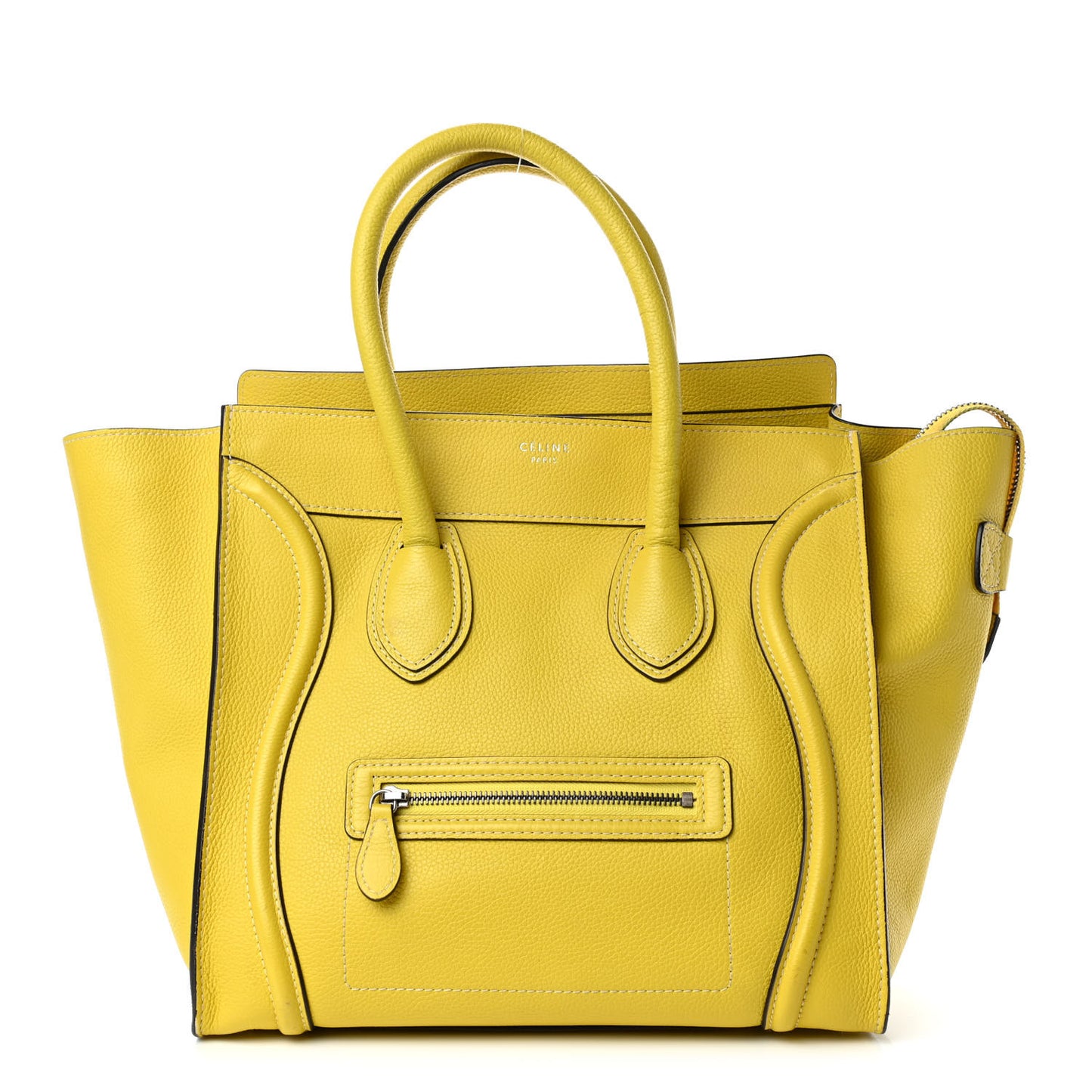 Drummed Calfskin Mini Luggage Citron