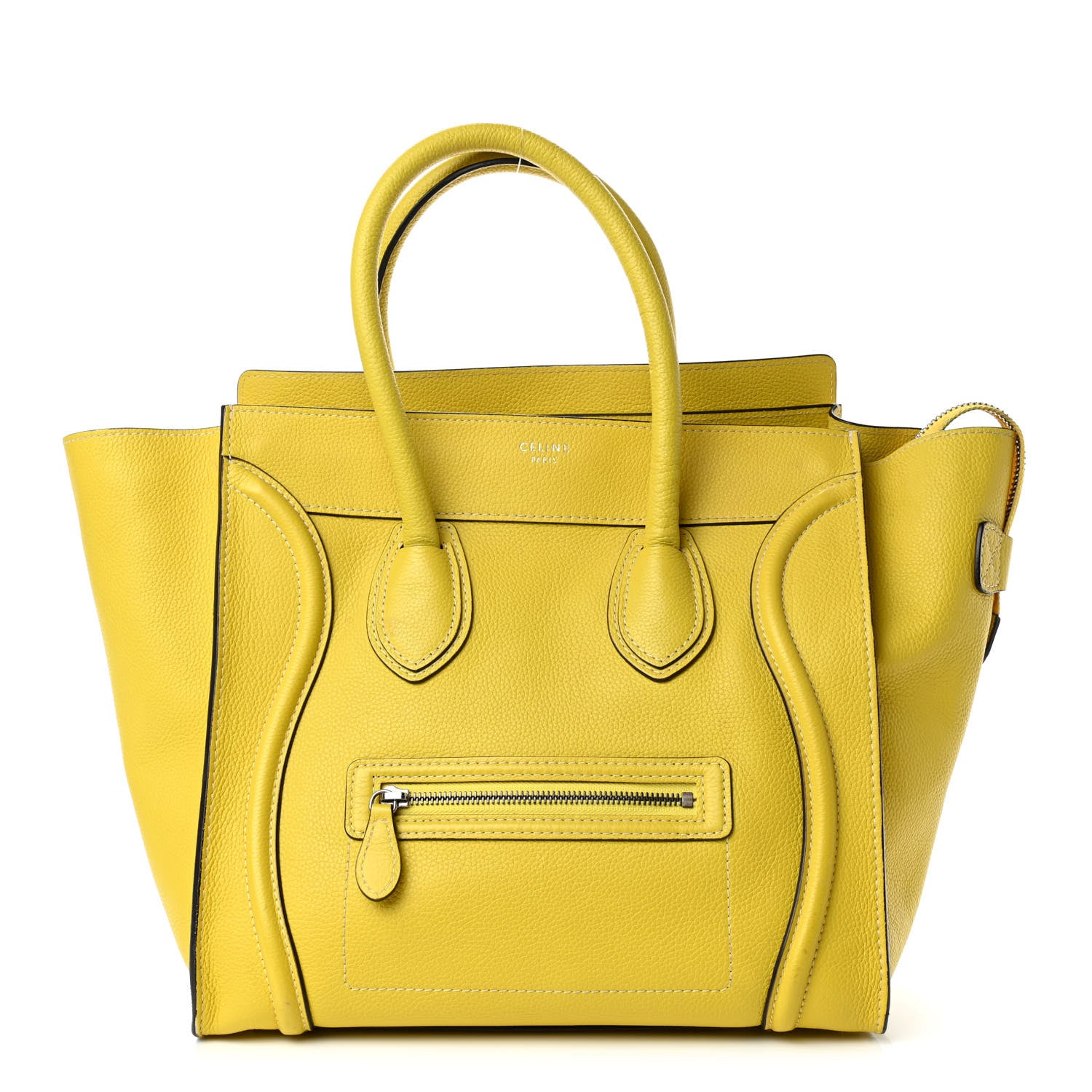 Celine Drummed Calfskin Mini Luggage Citron 1 of 4