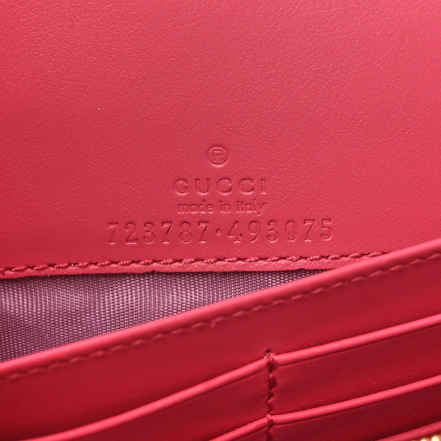 Calfskin GG Matelasse Chain Wallet Rhodamine Pink