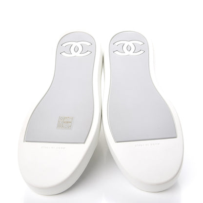 Chanel Iridescent Goatskin Sneakers 40.5 White Silver 5 of 10