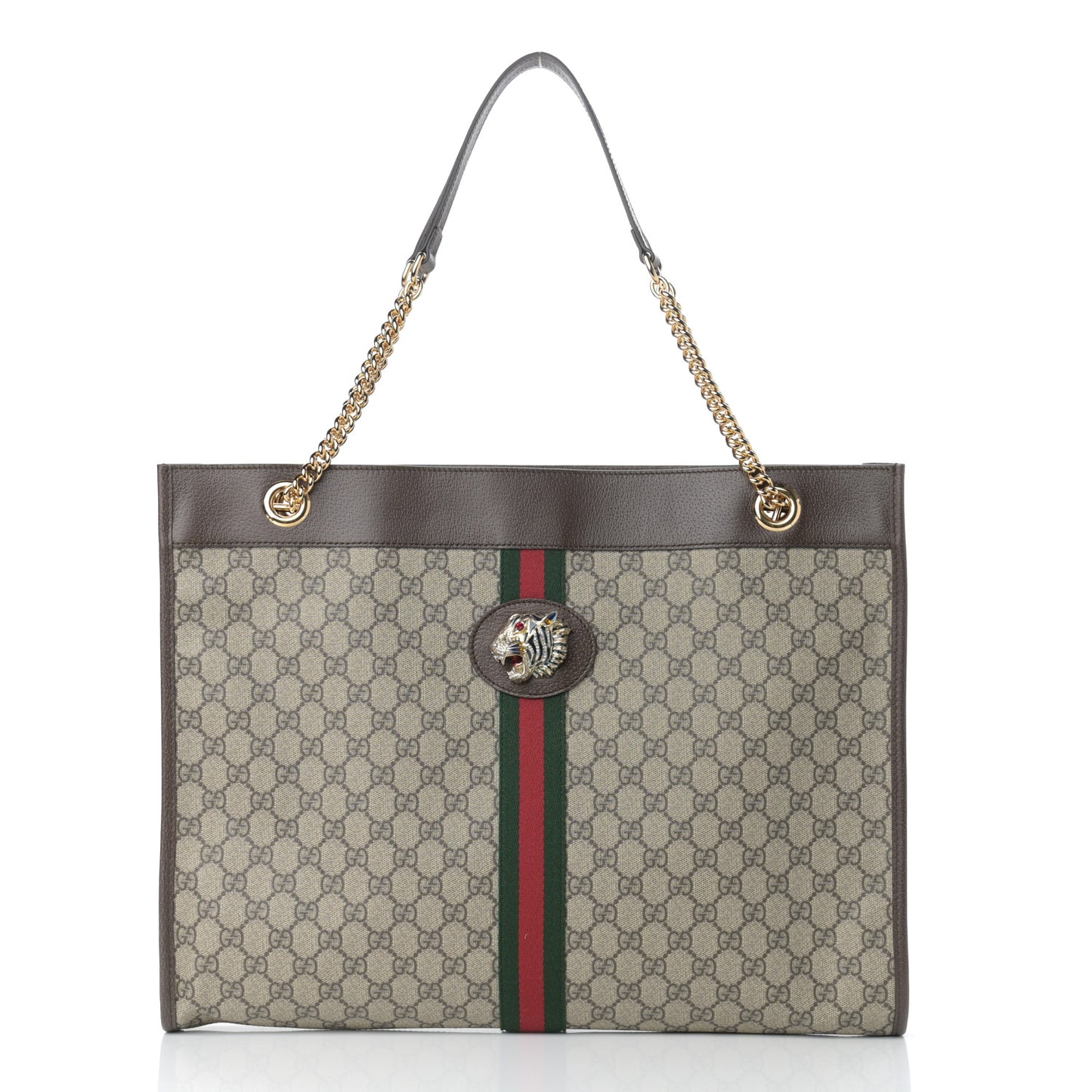 GG Supreme Monogram Large Rajah Chain Tote Beige New Acero