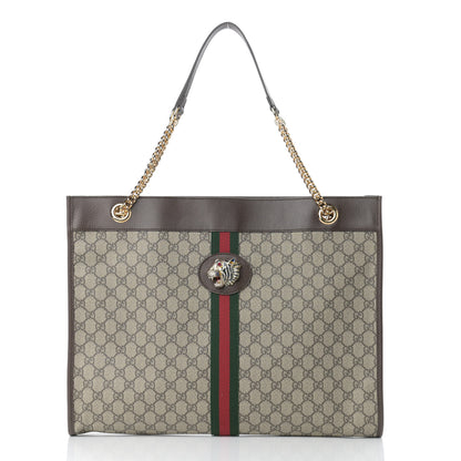Gucci GG Supreme Monogram Large Rajah Chain Tote Beige New Acero 3 of 11