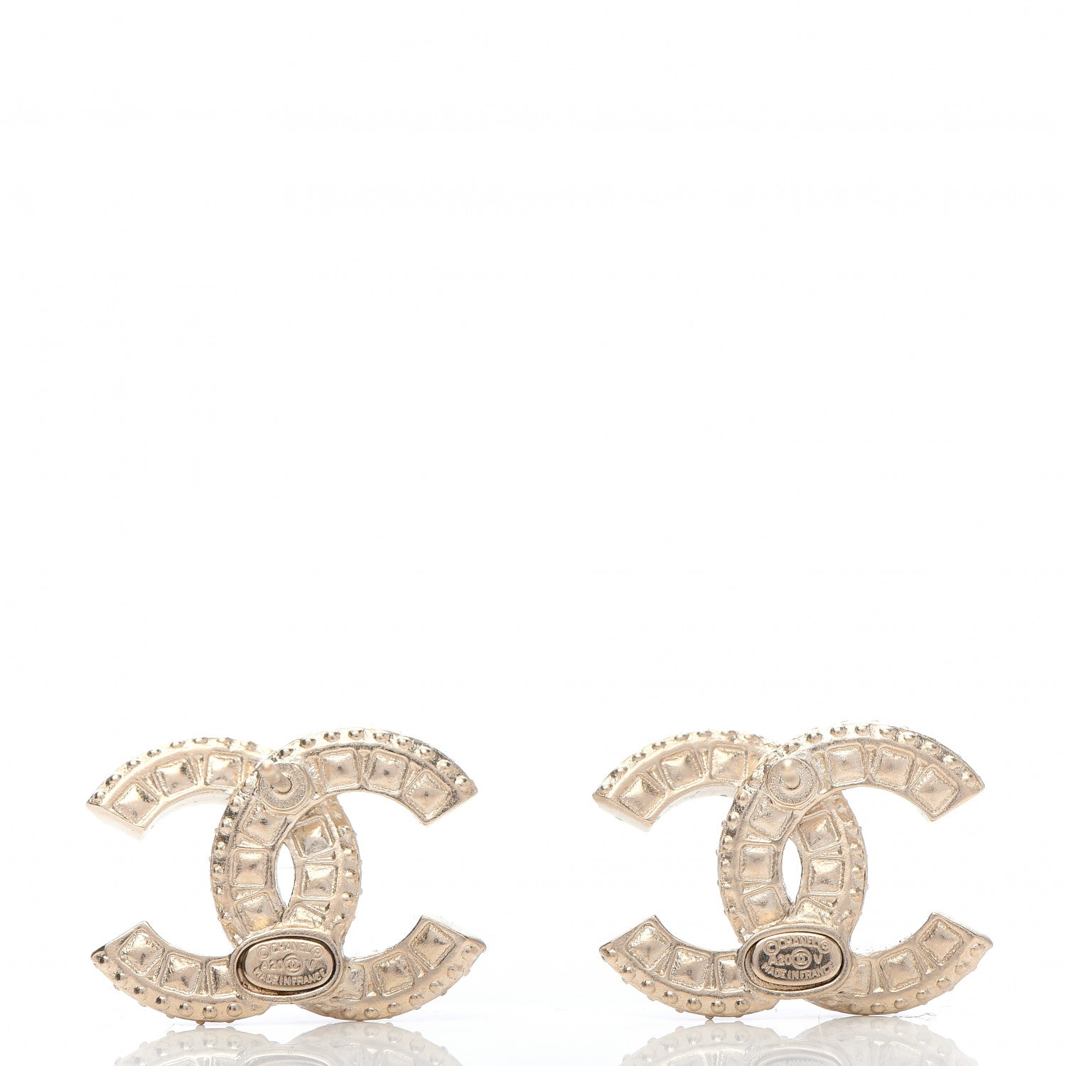Chanel Crystal Timeless CC Earrings Light Gold 4 of 5