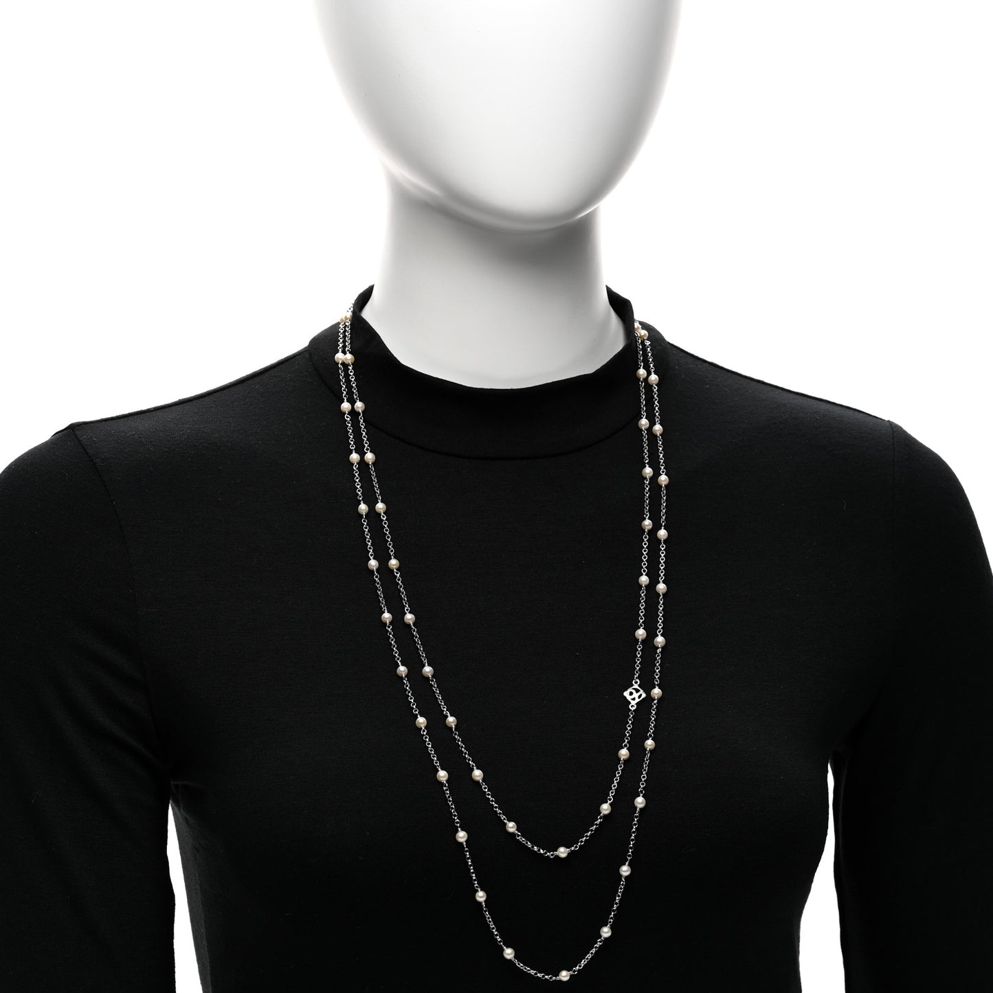 Sterling Silver Freshwater Cultured Pearl Station Long Necklace
