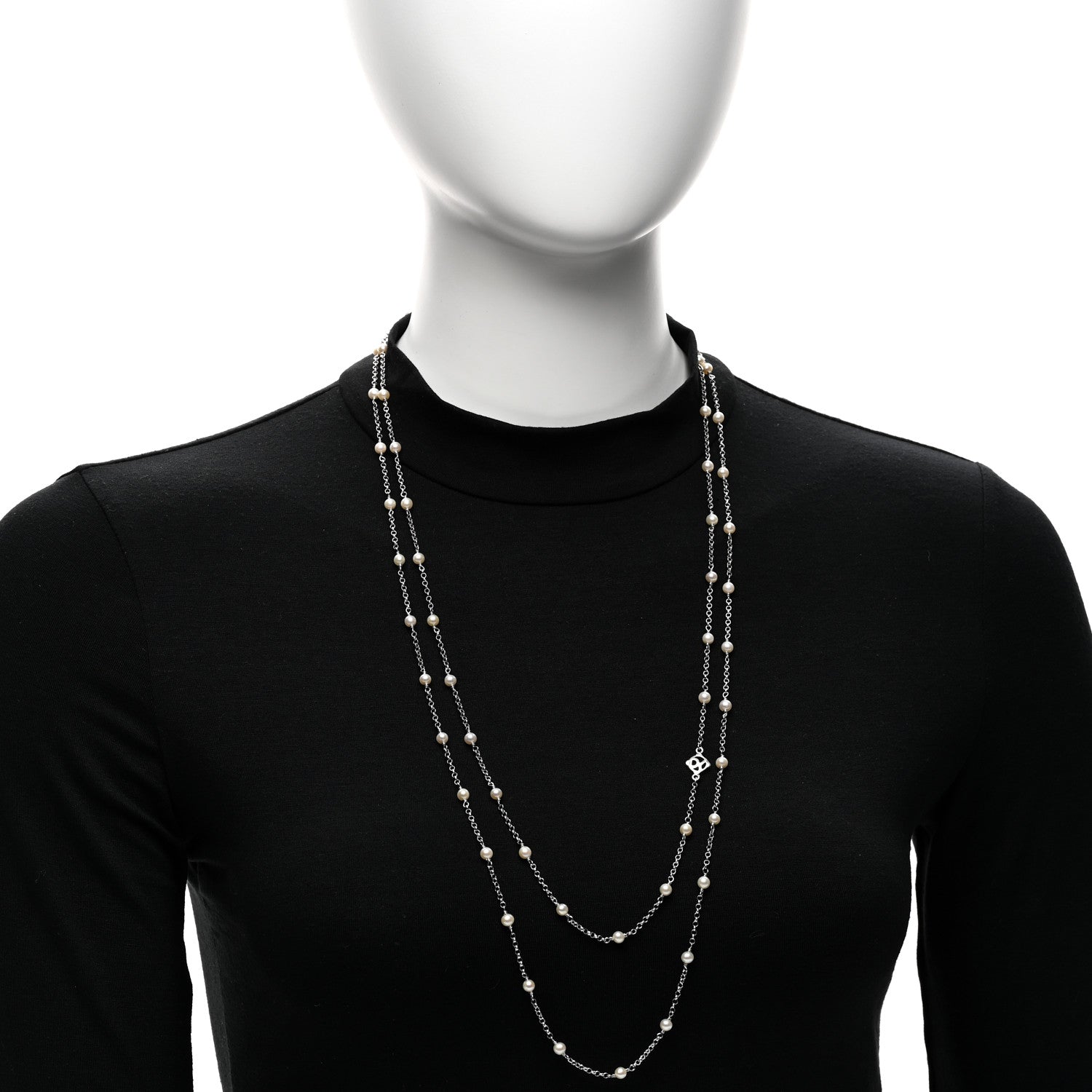 David Yurman Sterling Silver Freshwater Cultured Pearl Station Long Necklace 2 of 4