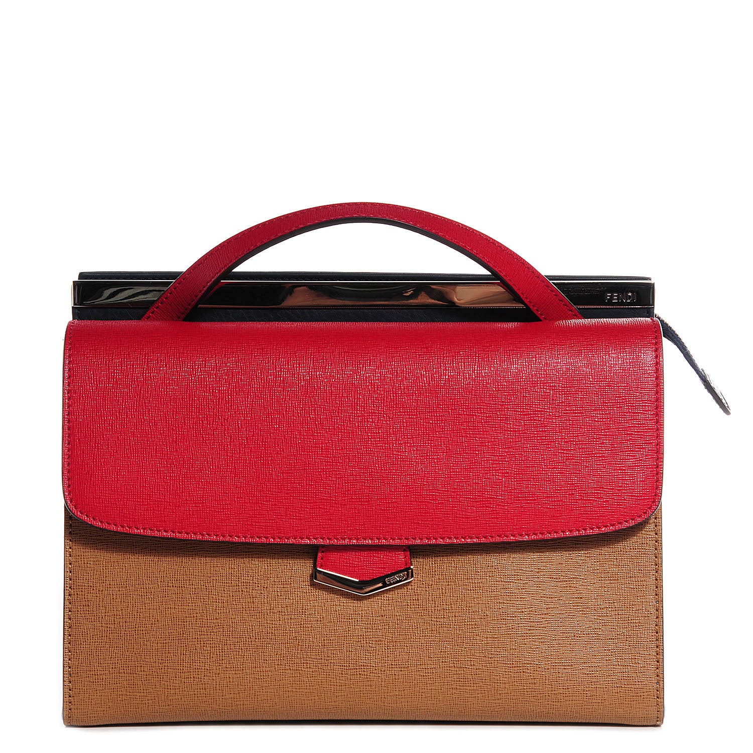 Fendi Vitello Elite Flamingo Colorblock Demi Jour Shoulder Bag Orzo Mattone Maldives 1 of 10