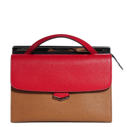 Fendi Vitello Elite Flamingo Colorblock Demi Jour Shoulder Bag Orzo Mattone Maldives 1 of 10