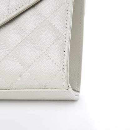 Saint Laurent Grain De Poudre Textured Mixed Matelasse Triquilt Small Monogram Satchel Crema Soft 10 of 11