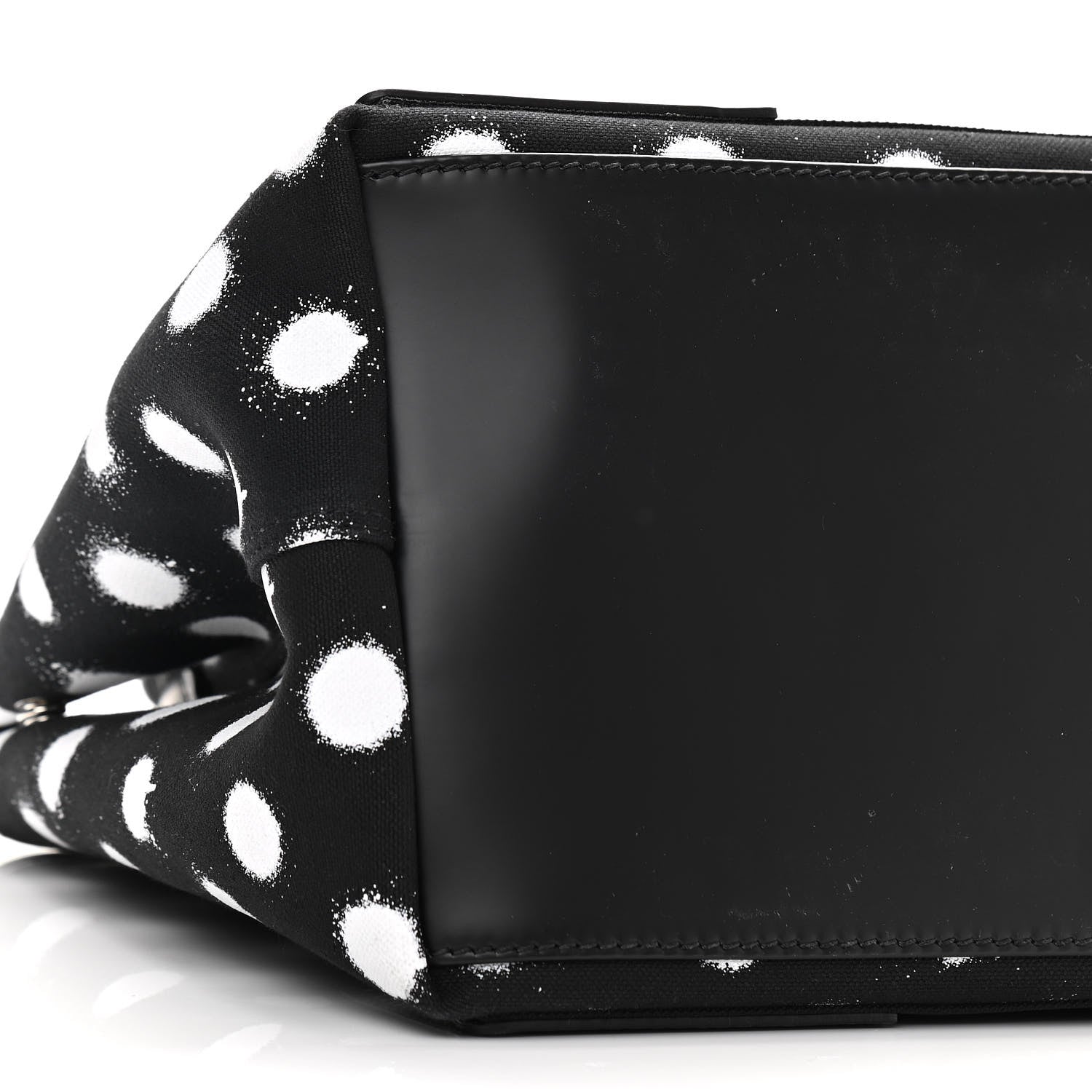 Balenciaga Cotton Canvas Spray Polka Dot S Navy Cabas Black White 10 of 11
