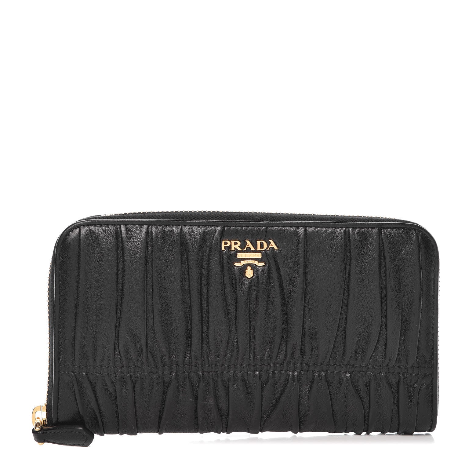 Prada Nappa Gaufre Zip Around Wallet Black 1 of 8