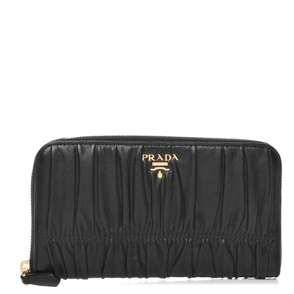 Prada Nappa Gaufre Zip Around Wallet Black 1 of 8