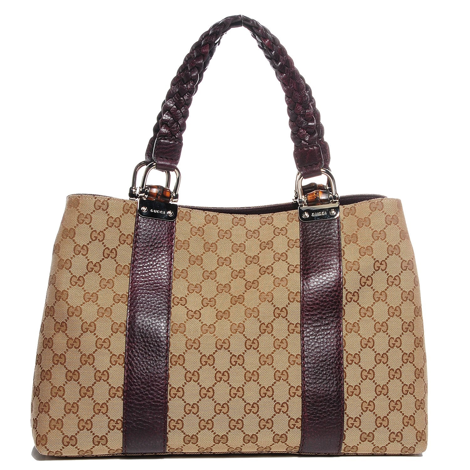 Gucci Monogram Medium Bamboo Bar Tote Bordeaux 1 of 9