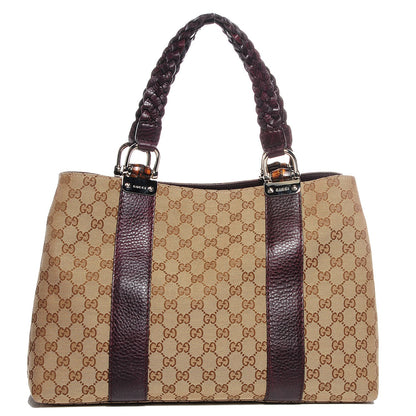 Gucci Monogram Medium Bamboo Bar Tote Bordeaux 1 of 9