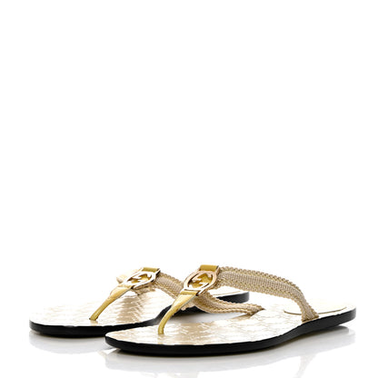 Gucci Guccissima Web Interlocking G Thong Sandals 39.5 Beige 3 of 11