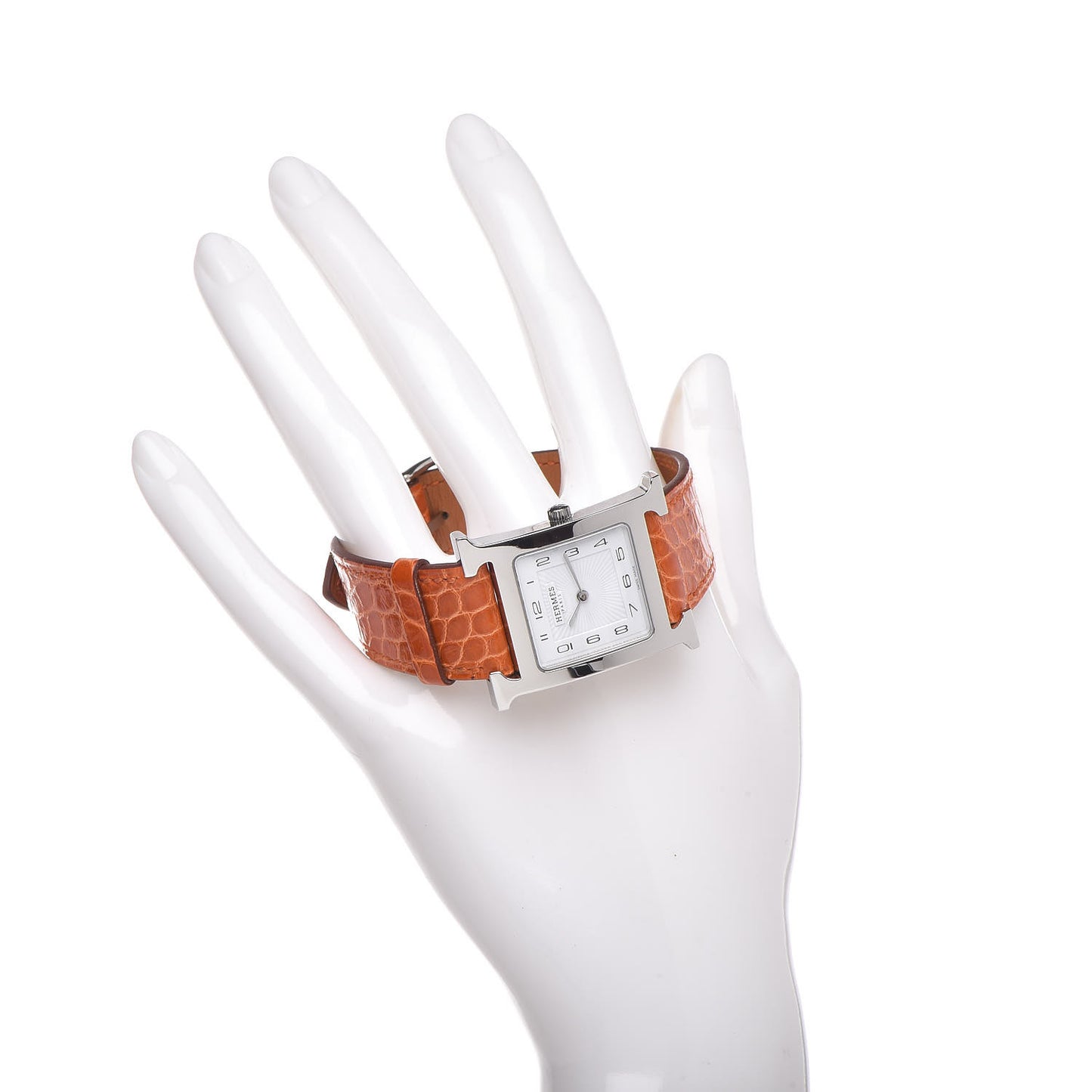 Stainless Steel Alligator 26mm Heure H Hour Quartz Watch Orange
