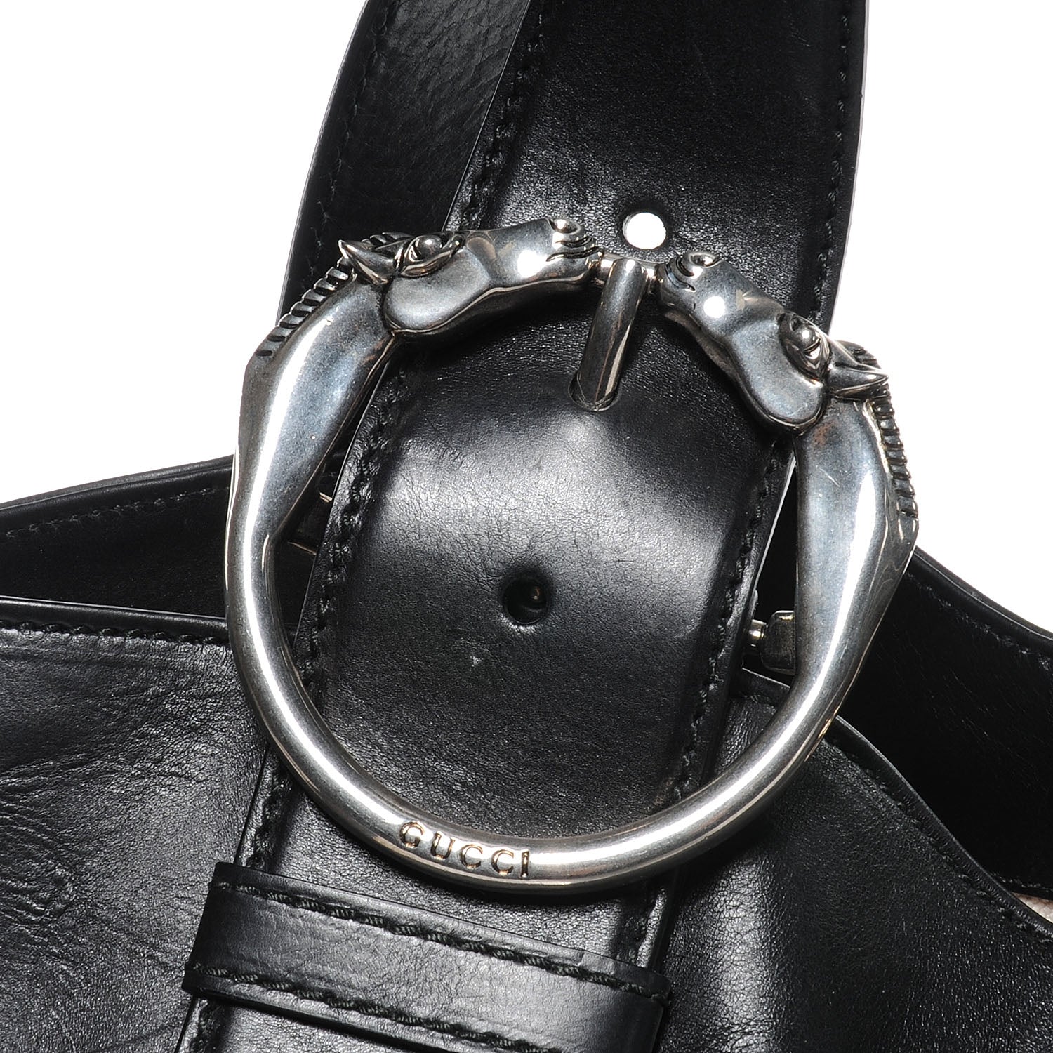 Gucci Leather Medium Ribot Horse Heads Tote Black 3 of 8