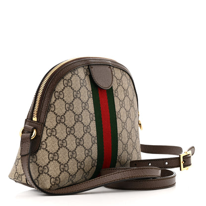 Gucci GG Supreme Monogram Textured Dollar Calfskin Web Small Ophidia Dome Shoulder Bag Beige Ebony New Acero 3 of 10
