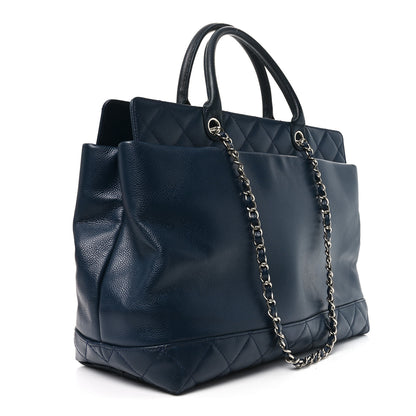 Chanel Caviar Large Soft CC Top Handle Tote Navy Blue 2 of 9