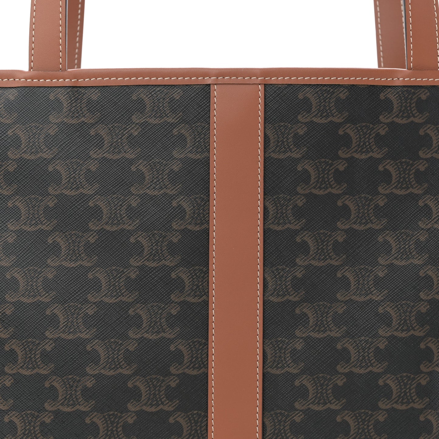 Triomphe Canvas Calfskin Medium Cabas Bag Tan