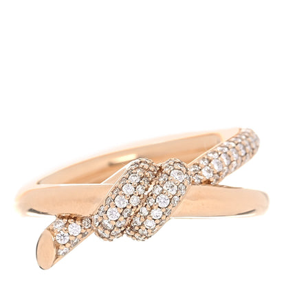 Tiffany 18K Rose Gold Diamond Double Row Knot Ring 50 5.5 1 of 5