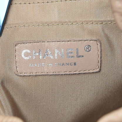 Chanel Deerskin Chevron Small CC Chain Bucket Bag Beige 6 of 9