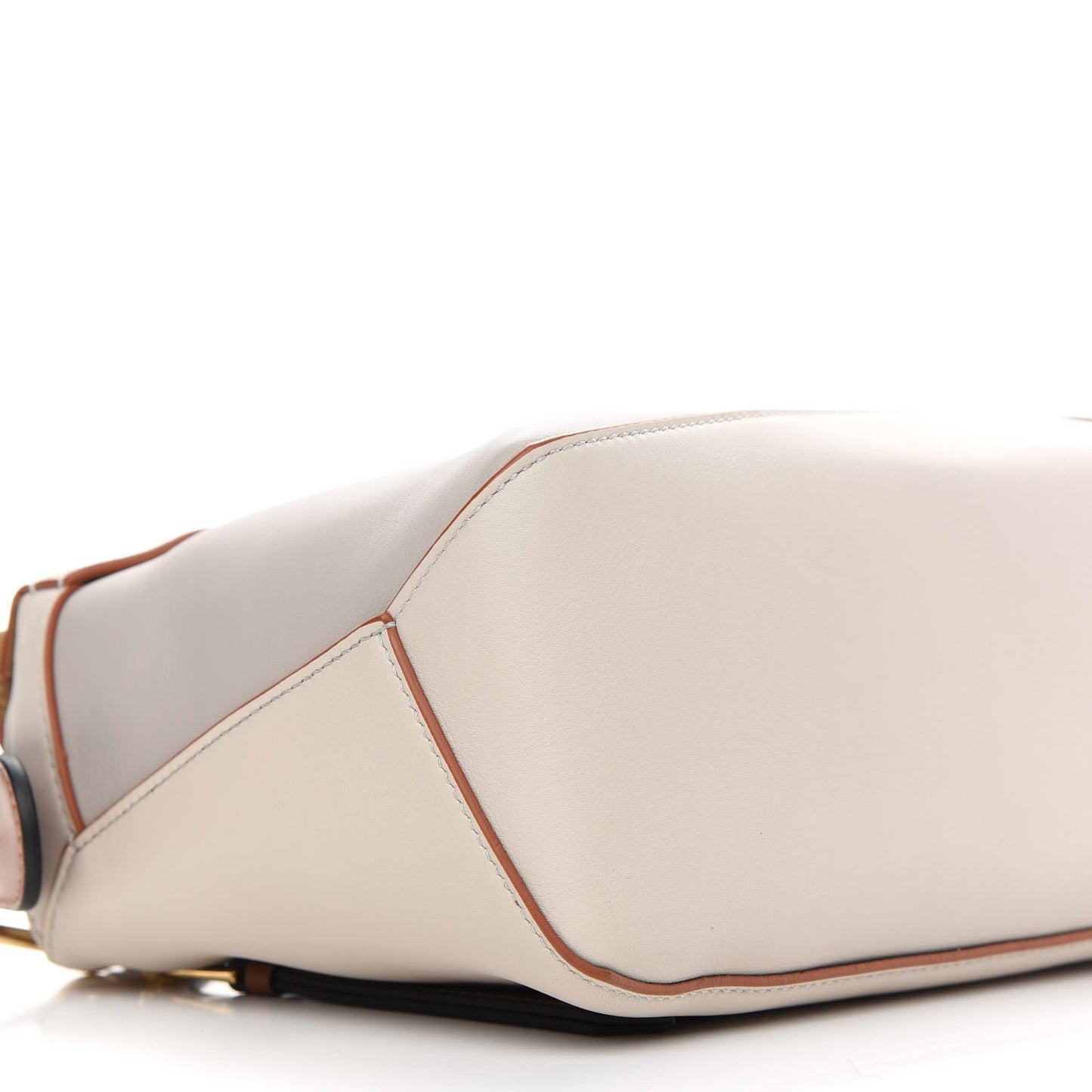 Calfskin Small Puzzle Edge Bag Tan White