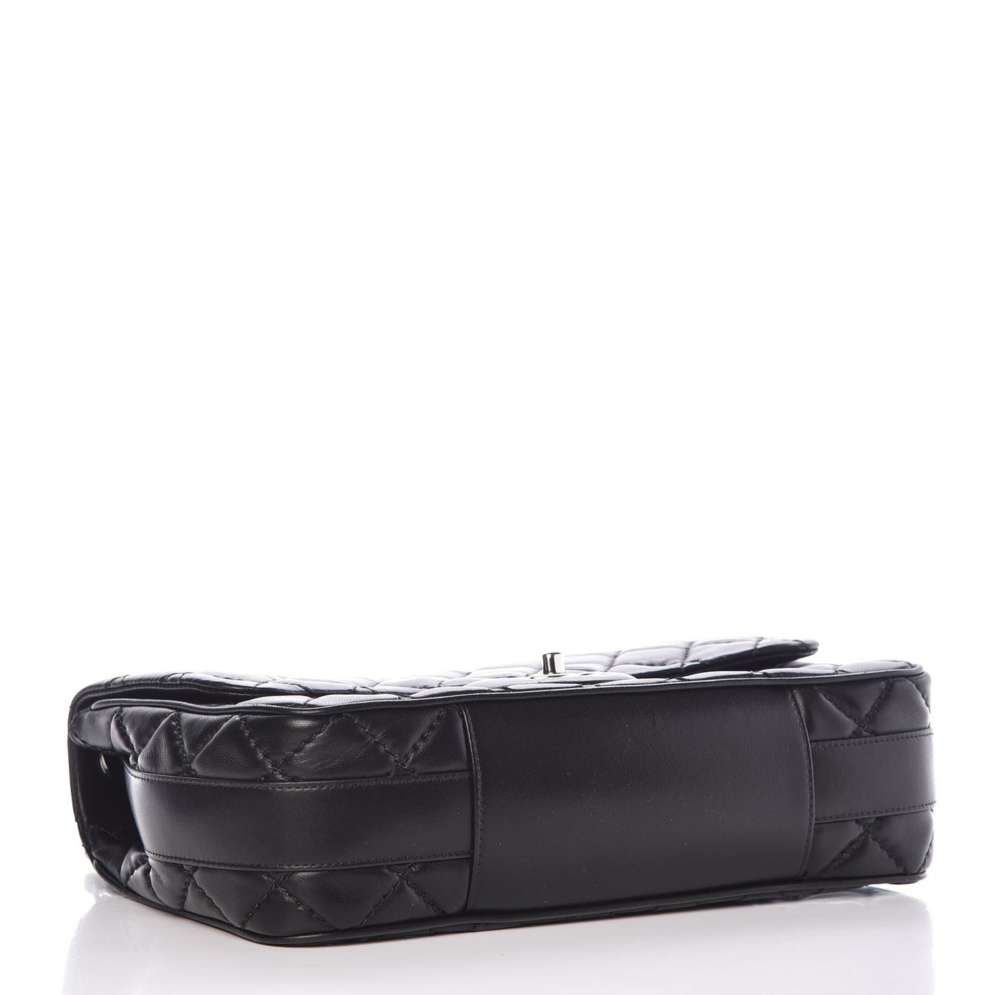 Lambskin Quilted Jumbo Easy Carry Flap Black